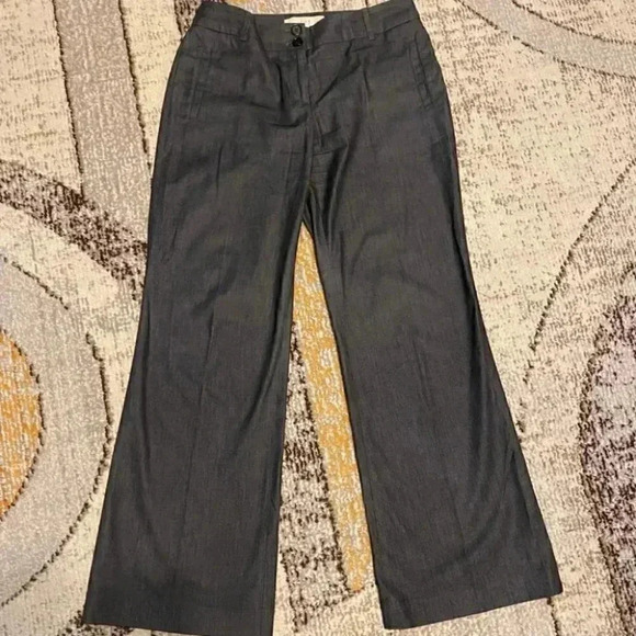 Ann Taylor Loft Julie Chambray Flared Casual Trouser Pants - Picture 2 of 9